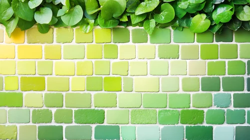 Chromatic Green Brickwork with Natural Adornment