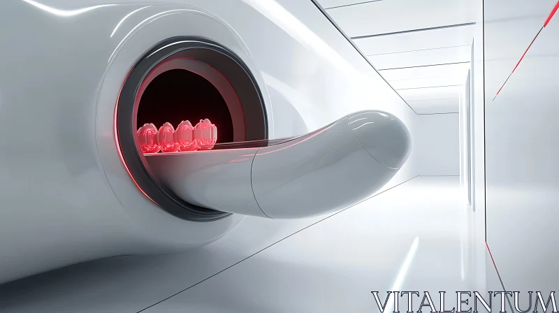 Abstract White Tunnel with Red Glow