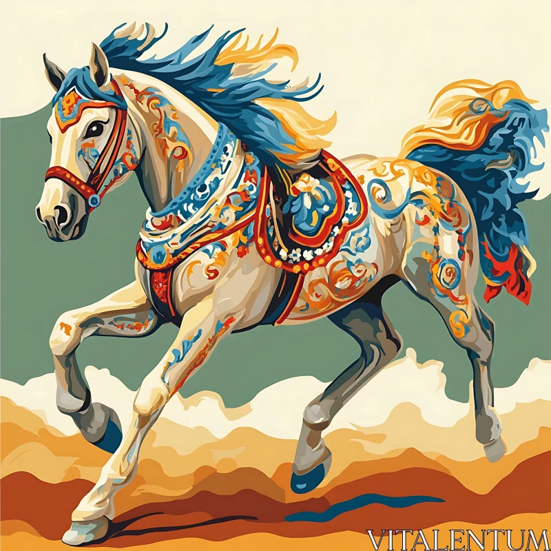 Stylized Horse with Colorful Ornamentation