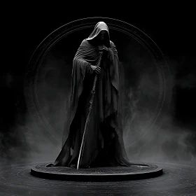 Monochrome Death Figure with Sword