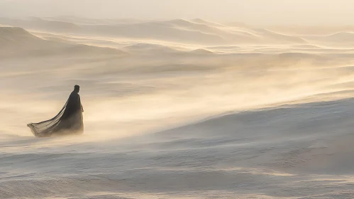 Solitary Figure in Desert Landscape