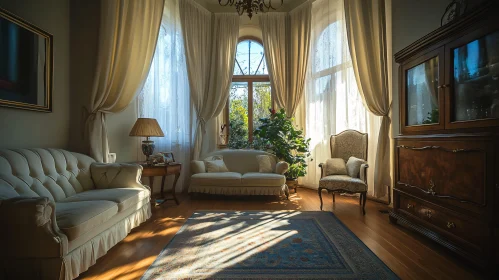 Elegant Living Room with Sunlight
