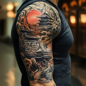Japanese Pagoda Tattoo Art