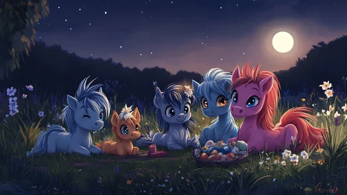 Cartoon Ponies Picnic