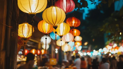 Night Street Lanterns Colorful Celebration