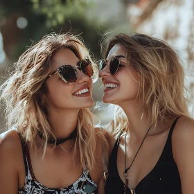 Joyful Friendship: Two Women Smiling Together