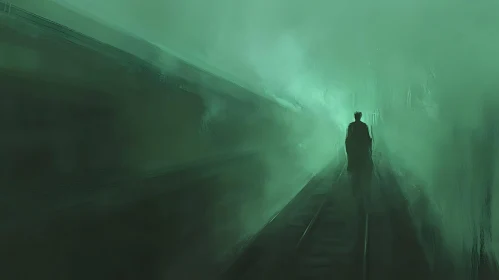 Green Tunnel with Solitary Figure