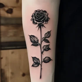 Detailed Rose Tattoo in Black Ink
