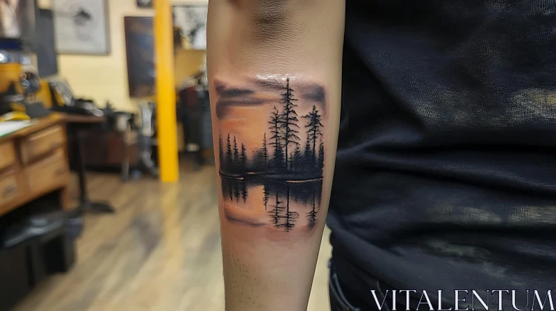 Nature Inspired Forest Tattoo on Arm AI Image