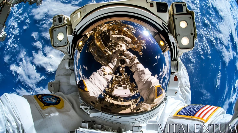Space Selfie with Earth Reflection