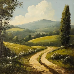 Serene Path Through Rolling Hills
