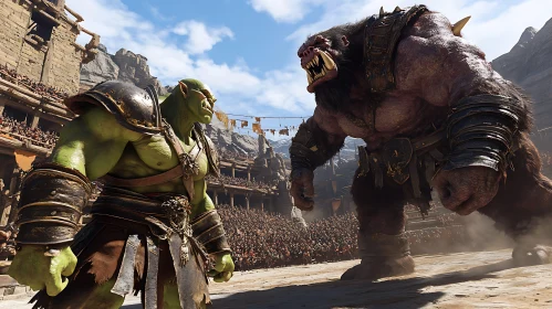 Orc and Monster Duel in the Arena