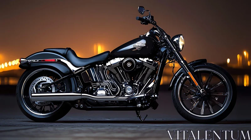 Classic Motorcycle at Night