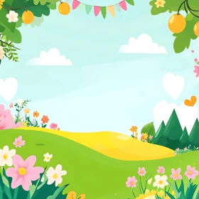 Floral Cartoon Landscape