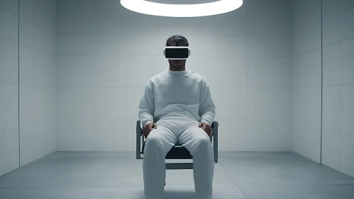 VR Headset User in Minimalist Setting