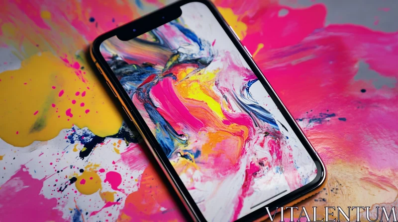 Vibrant Paint Splash on Mobile Screen