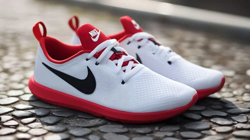 Modern White and Red Athletic Shoes