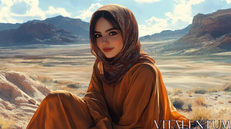 Woman in Headscarf, Mountain Vista