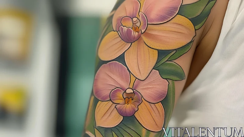 Detailed Orchid Tattoo on Arm