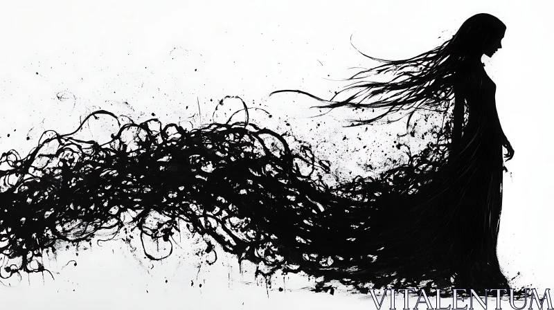 Ink Silhouette of a Woman