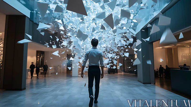 Geometric Cascade Hallway Man Abstract Art