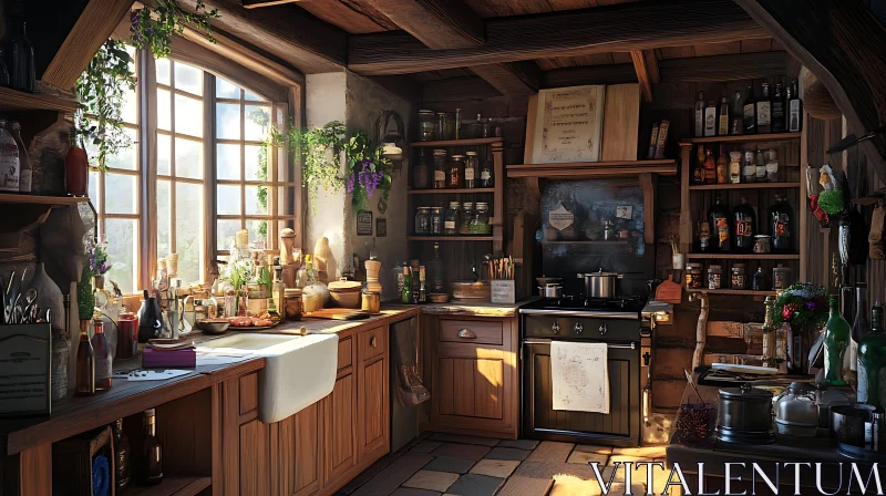 Charming Wooden Kitchen with Natural Light