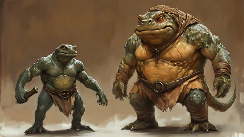Muscular Frog Warriors Digital Art