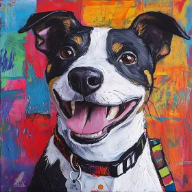 Smiling Dog Art with Bright Colors