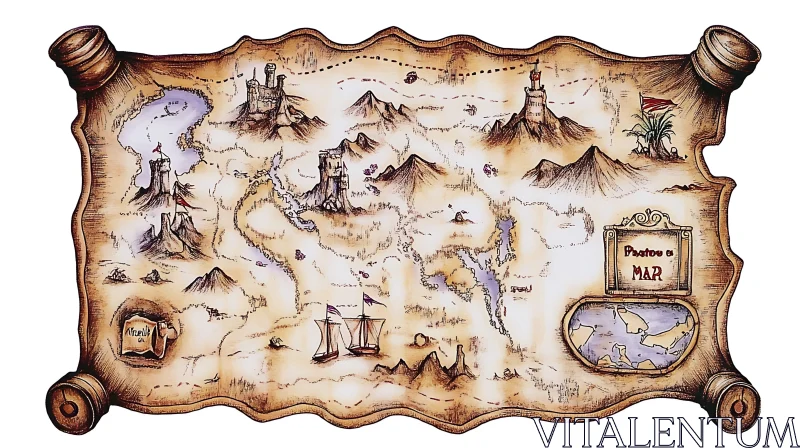 Vintage Fantasy World Map Artwork