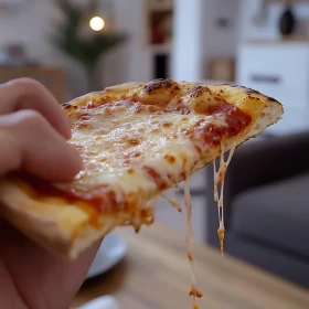 Appetizing Cheese Pizza Slice Close-Up