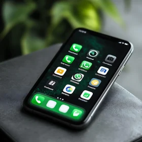 Mobile Phone with Green App Icons