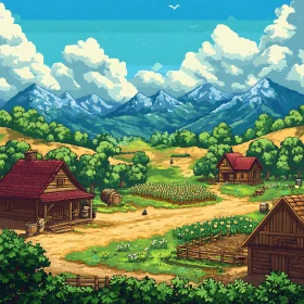 Rustic Pixel Farm in Mountain Valley