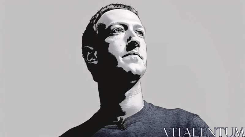 Black and White Portrait of Mark Zuckerberg