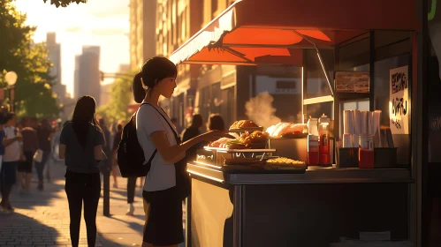 Evening City Street Food Scene