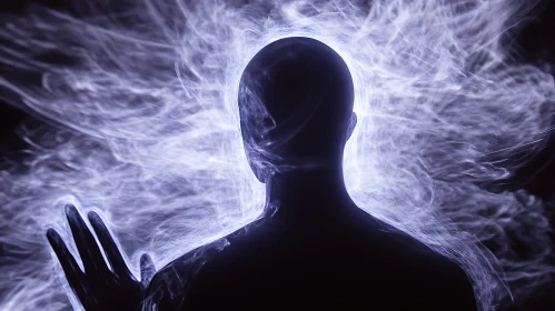 Glowing Figure: Silhouette in Ethereal Light