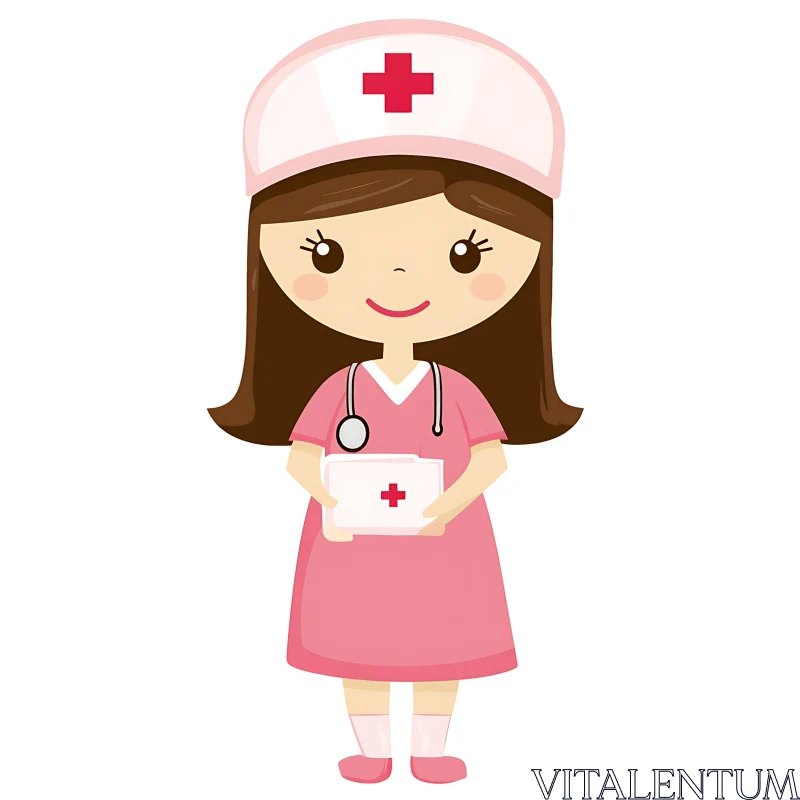 Cute Nurse Character with Medical Chart