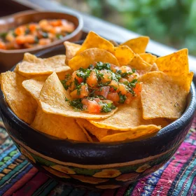 Nachos Topped with Homemade Salsa