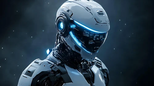 Sleek Cyborg in a Dark Background