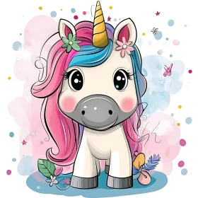 Pastel Unicorn Whimsical Illustration