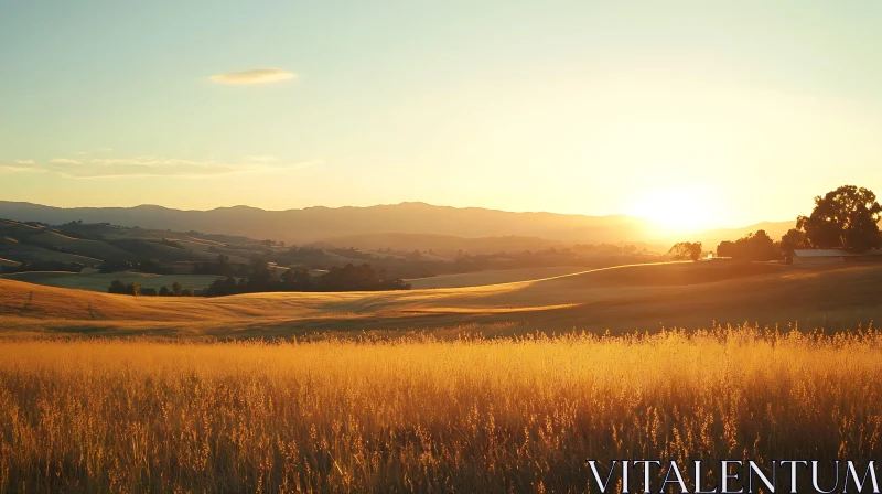 Peaceful Sunset Field View