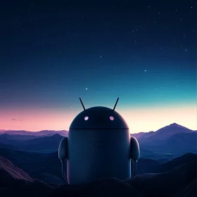 Twilight Landscape with Android Robot