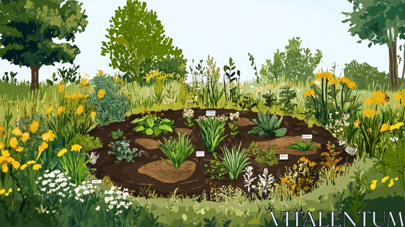 Colorful Wildflower Garden Illustration