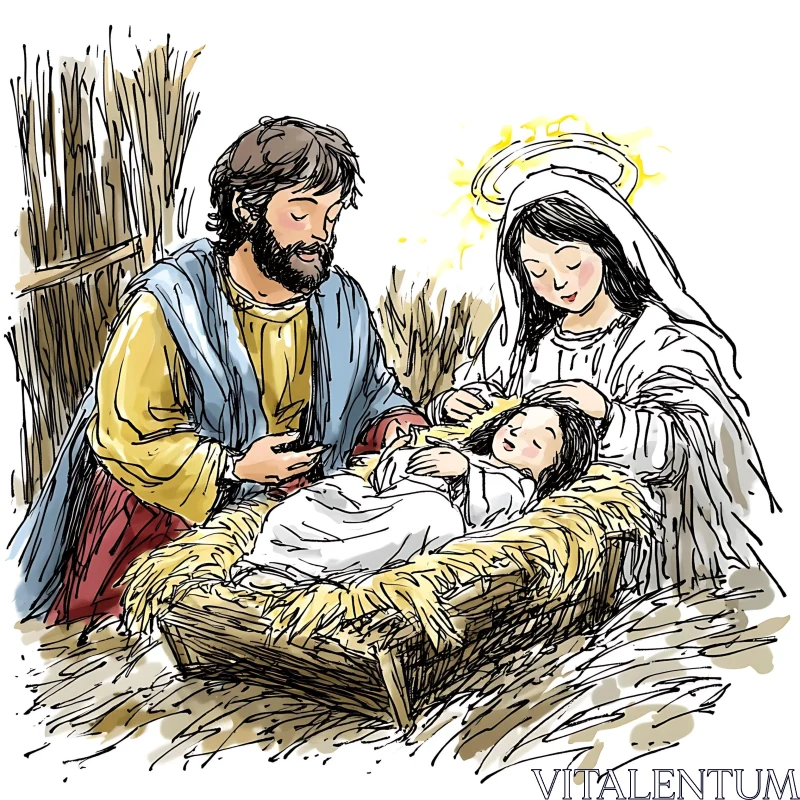 Illustration of Nativity: A Holy Family
