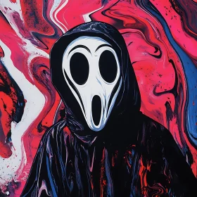 Hooded Figure with Mask Painting