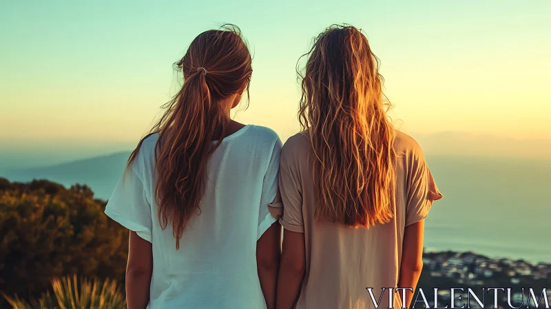 Sunset Reflections: A Moment Shared by Two Friends