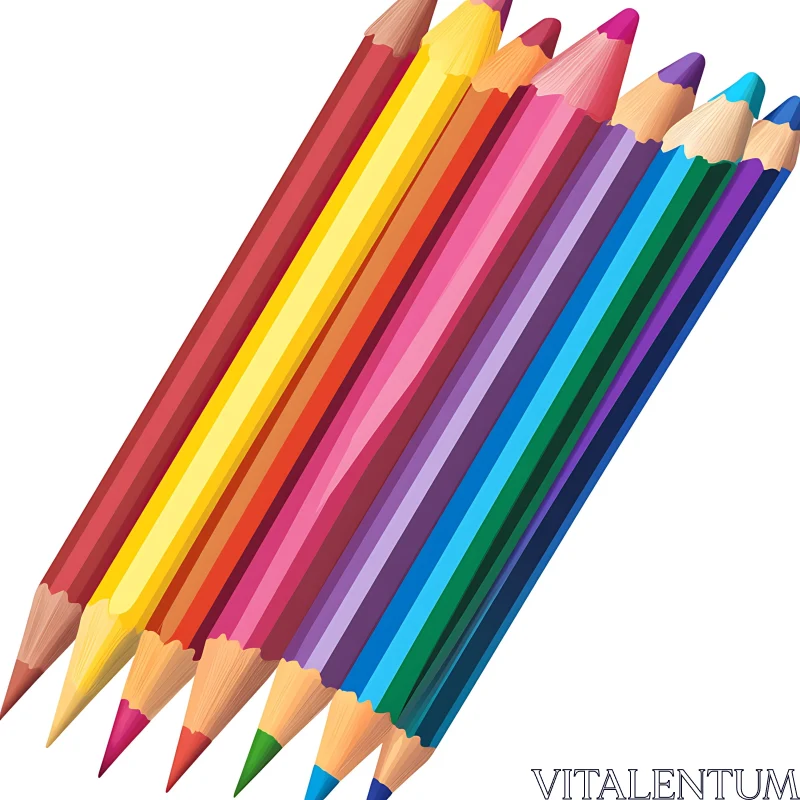 Rainbow Colored Pencils on White