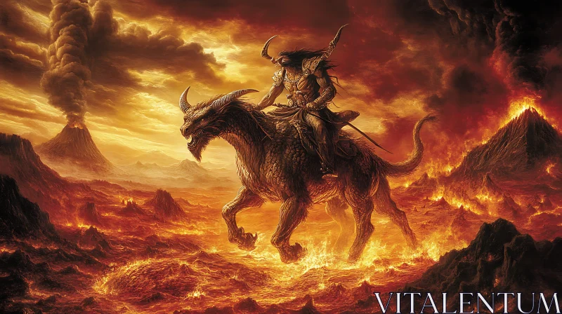 Dragon Rider in Volcanic Wasteland