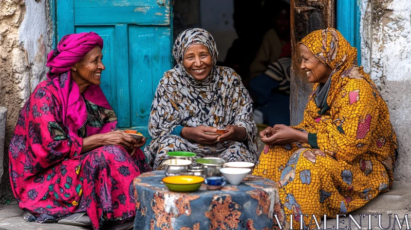 Three women sharing a moment of joy