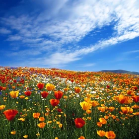 Wildflower Meadow with Azure Sky