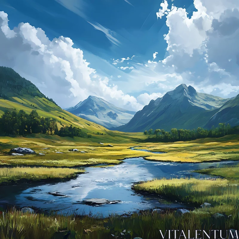 Scenic Mountain Vista with River